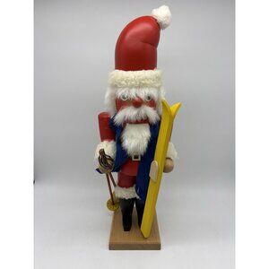 Holzkunst Christian Ulbricht Santa Nutcracker w/ Ski Poles West Germany Vintage